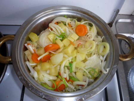 Soupe de légumes poêlés
